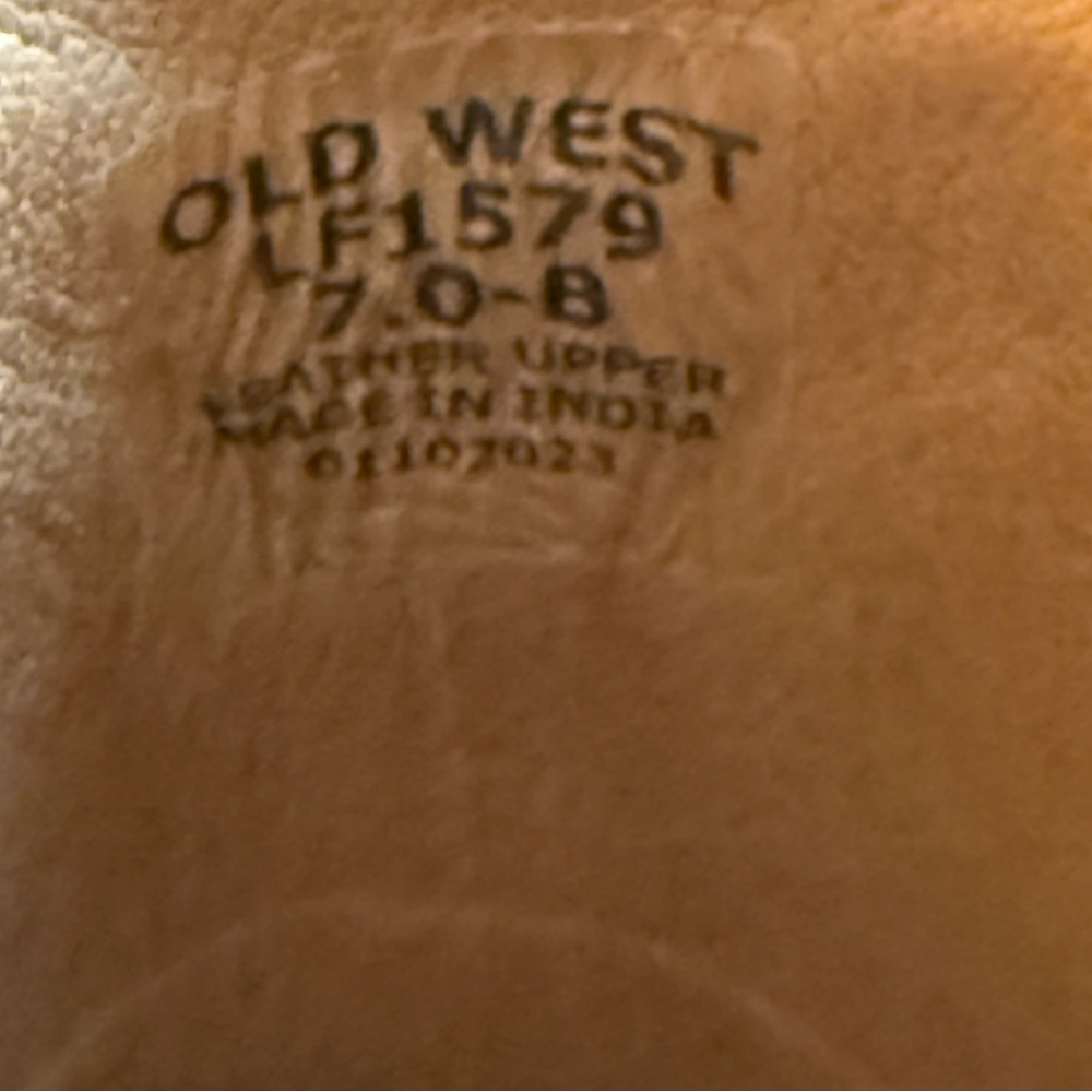 Old West LF1579 Black Snip Toe Cowboy Boots Women 7B Leather Western - Picture 9 of 9